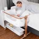 KoolerThings Baby Bassinet, Bedside Sleeper for Baby, Easy Folding Portable Crib with Storage Basket for Newborn, Bedside Bassinet, Comfy Mattress/Travel Bag Included (Bassinet) (White & Gold)