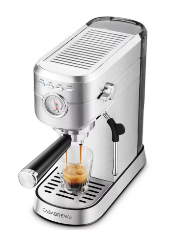 CASABREWS CM5418 Espresso Machine 20 Bar, Compact Espresso Maker with Steam Milk Frother, Stainless Steel Coffee Machine with 34oz Removable Water Tank for Cappuccino, Gift for Women or Men, Silver