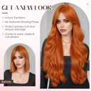 S-noilite Long Wavy Wig 24inch Orange Long Wigs for Women Side Part Natural Looking Synthetic Wigs for Cosplay Daily Use