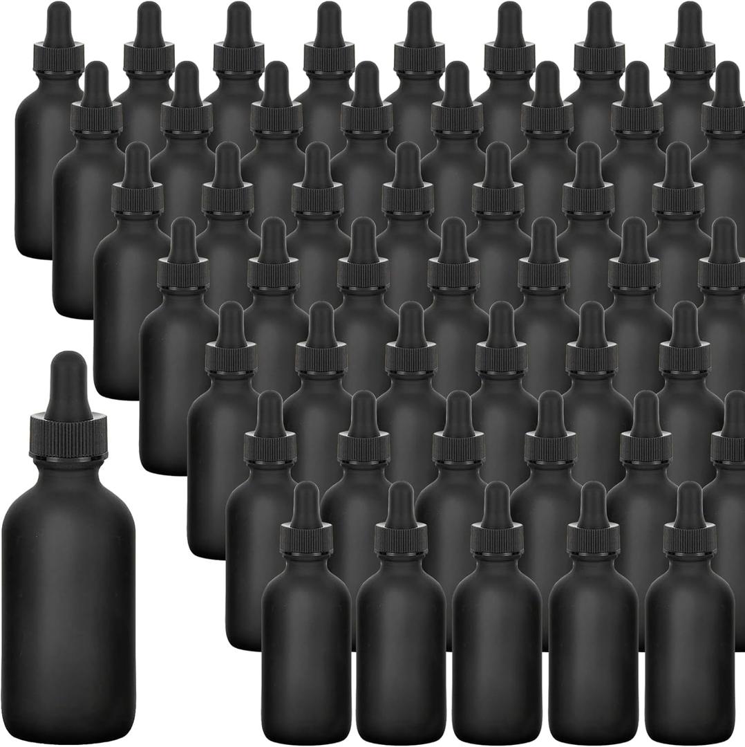 24 Pack 1oz Frosted Black Glass Dropper Bottles, Eye Dropper Bottles with Glass Droppers for Essential Oils, Perfumes(1oz-24Pack, Frosted Black)