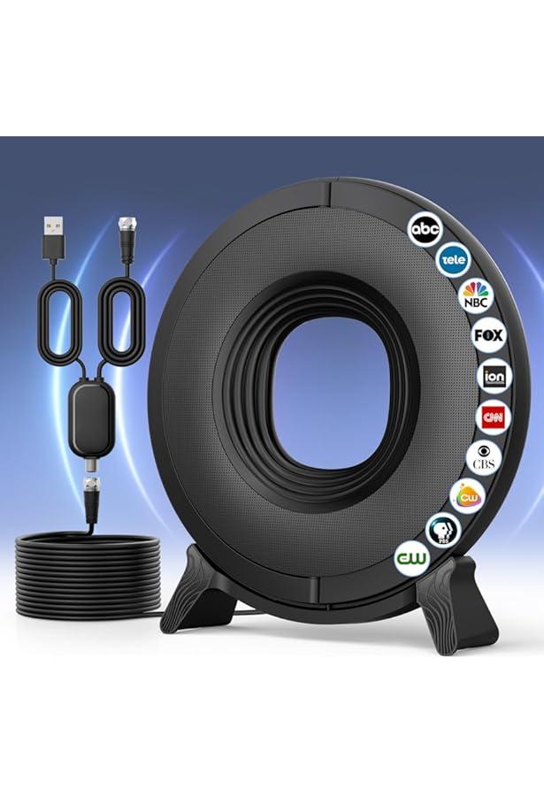 Antier Amplified Indoor Outdoor Digital Tv Antenna – Powerful Best Amplifier Signal Booster up to 275+ Miles Range Support 8K 4K Full HD Smart and Older Tvs with 16ft Coaxial Cable