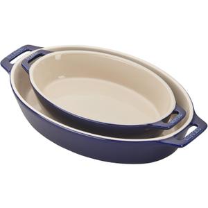 STAUB Ceramic Oval Baking Dish Set, 2-piece, Dark Blue