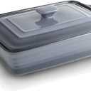 Ceramic Casserole Dish with Lid, Covered Rectangular Casserole Dish Set, Lasagna Pans with Lid for Cooking, Baking dish With Lid for Dinner, Kitchen, 9 x 13 Inches, Reactive Glaze (Gradient Grey)