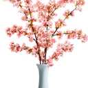39.3 Inch Pink Cherry Blossom Branches Fake Cherry Blossom Bouquets Long 3pcs Branches Flowers Stems Silk Tall Japanese Fake Flower Arrangements for Home Wedding Party Decoration
