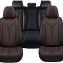 CAR SEAT Covers- 13 Piece- Breathable Leather Car Seat Cover- Universal Seat Covers for Cars- Waterproof Car Seat Protector (Black & Brown)