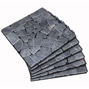 Decking Natural Pebble Interlocking Floor Patio Tiles, Indoor & Outdoor Interlocking Tiles 12"x12" 6pcs - A Great Upgrade Option for Garden Patio Path (Black)