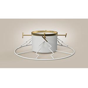 Yard Butler Santa's Helper Christmas Tree Stand - Heavy-Duty Christmas Tree Stand - Metal Stand Base for Live Christmas Tree - Durable & Weighted Christmas Tree Base - for 36' Trees - White