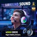 Ultra-Light 4-in-1 Wireless Gaming Headset for PS5 PS4 Xbox, 7.1 Surround Sound, Noise Cancelling Mic, RGB Lights, 40H+ Battery, Lossless Audio, Comfy Over Ear Headphones for PC, Switch, Mac