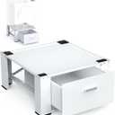 SKM Washer and Dryer Pedestal with Solid Top and Drawer, 28x28x14 in, White