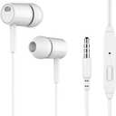 Wired Earbuds with Microphone, 3.5mm Jack in-Ear Headphones, Lightweight Stereo Earphones with Inline Mic for Smartphone, Laptop, Tablet, PC - White, 1Pack