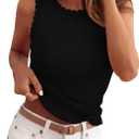 Sampeel Womens Tank Tops Fitted Sleeveless Ruffle Crew Neck Ribbed Knit Shirts 2026 Cute Summer Fashion Clothing (XL)