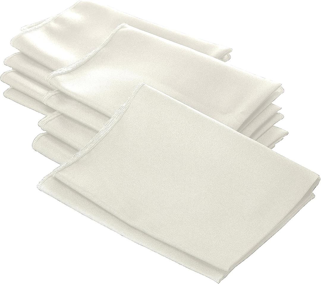LA Linen 10-Pack Poly Poplin Napkin, Soft Cloth Napkins, Washable Reusable Napkins, Stain and Wrinkle Resistance Table Napkins for Dinner, Wedding, Parties, 18 by 18-Inch, Ivory