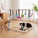 Puppy Play Gym with 15 Toys, Puppy Toys to Keep Them Busy Indoor Play Gym for Mental Stimulation, 23.2" Small Dog Play PVC Frame with Straps
