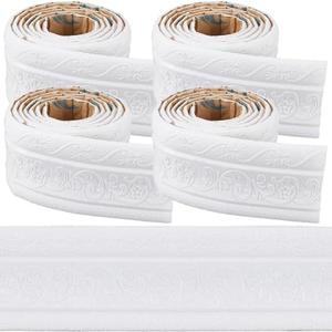 CRASPIRE 354 x 3.14in Peel and Stick Wallpaper Border Crown Molding White Self Adhesive Flexible 3D Baseboard Trim Mirror Sticky Wall Edging Base Lines Foam for Hotel Home DIY Decor