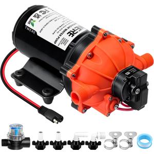 12V Sprayer Pump,Water Pump,7.0GPM,75Psi Diaphragm Pump,5 Chamber Self-Priming Water Pump,Ideal for RV,Marine,Yacht Sprayer and Pressure Washing-1/2 MNPT Connection