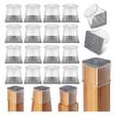 Ansible 24 Pcs Chair Leg Floor Protectors Square, Silicone Felt Furniture Leg Pads Caps Covers for Hardwood Floors (Fit:1-1/2" to 1-7/8")