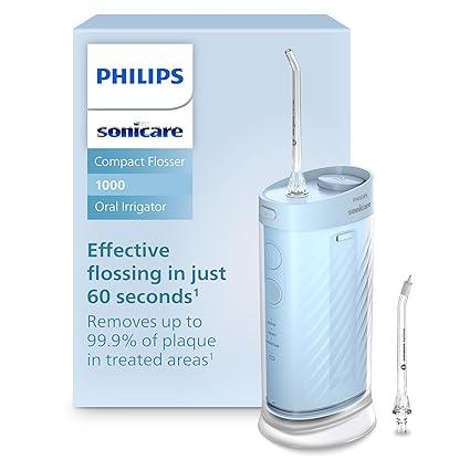 Philips Sonicare Compact Flosser 1000, Portable Water Flosser with 3 Flossing Modes, IPX7 Waterproof Oral Irrigator, Travel Friendly, Blue, Model HX3333/24