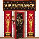 WovWeave 4 Pcs VIP Entrance Party Door Decoration Set Red Carpet Awards Night Door Covers Movie Theme Backdrop for Movie Theme Event Prom Photography Entrance Photo Background Decoration
