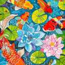 Cross & Glory - Dragonfly Dreams: Koi & Lilies Adventure - 1000 Piece Jigsaw Puzzle for Adults | Unique Nature-Themed | Vibrant Art