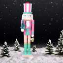 Christmas Nutcracker Ornament 15inch King Soldier Nutcracker Suitable for Table, Fireplace Decoration Christmas Party Supplies (Pink Holding Christmas Tree)