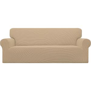 Easy-Going Stretch Sofa Slipcover 1-Piece Sofa Cover Furniture Protector Couch Soft with Elastic Bottom for Kids, Polyester Spandex Jacquard Fabric Small Checks (Sofa, Sand)
