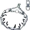 Adjustable Stainless Steel No Pull Dog Collar with Quick-Release Buckle,Tangle-Free 360 Swivel Prong Collar for Dogs (M-L)