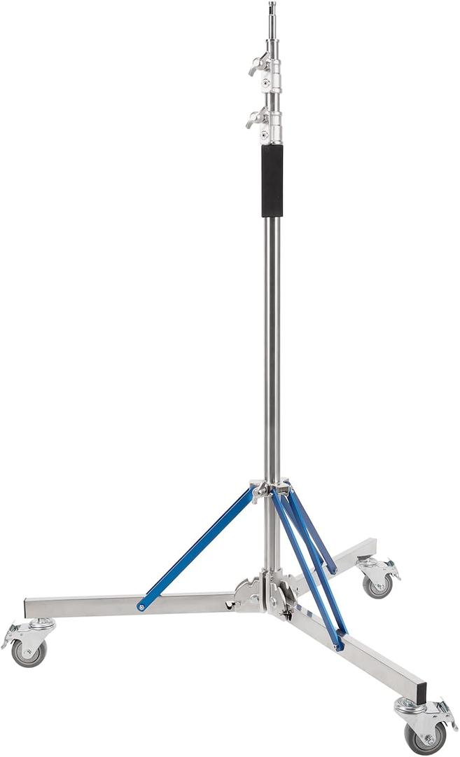 Heavy Duty Light Stand with Caster - 10.5ft/320cm Adjustable Light Stand with Stainless Steel, High Stability and Mobility Light Stand Photography for Strobe Light, Softbox, Reflector