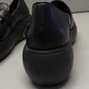 Women's Retro Leather Belt Buckle Thick Sole Loafers Fashionable and Comfortable Handmade Leather Thick Soled Shoes (5.5, Black)