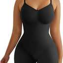 SHAPERX Women's Seamless Shapewear Bodysuit Tummy Control Body Shaper Waist Snatching Body Suit, SZ5218-2-Black, L/ XL