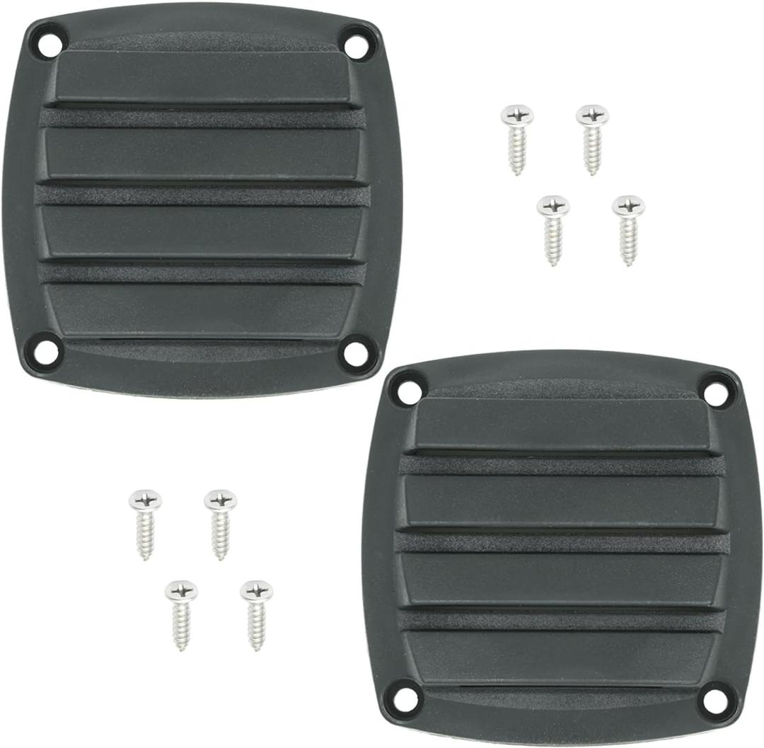 Nylon Louvered Thru Vent,Plastic Black Flush Marine Boat Vent,Free Stainless Steel Screws(2 Pcs)