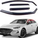 in-Channel Rain Guards 4-Piece Compatible with 2020-2025 Hyundai Sonata Window Visors Side Window Deflectors Vent Visor Shield Shade (Black Smoke)