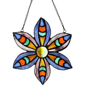 Stained Glass Tiffany Style Flower Window Hangings Sun Catcher (Green)