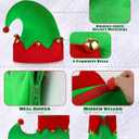 6 Pack Elf Costume for Women Christmas Outfit Velvet Dress Santa's Helper Costume Belt Socks Elf Hat Shoes Cosplay (Medium, Red Collar)