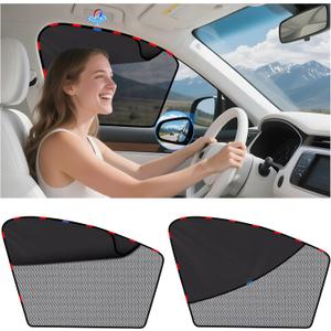 ZATOOTO Car Window Shades Upgraded Driver Side Window Shade with Blackout Layer Foldable Desgin Adjustable Half-Blackout & Mesh Design Just Snap by Magnet Universal for Most Cars