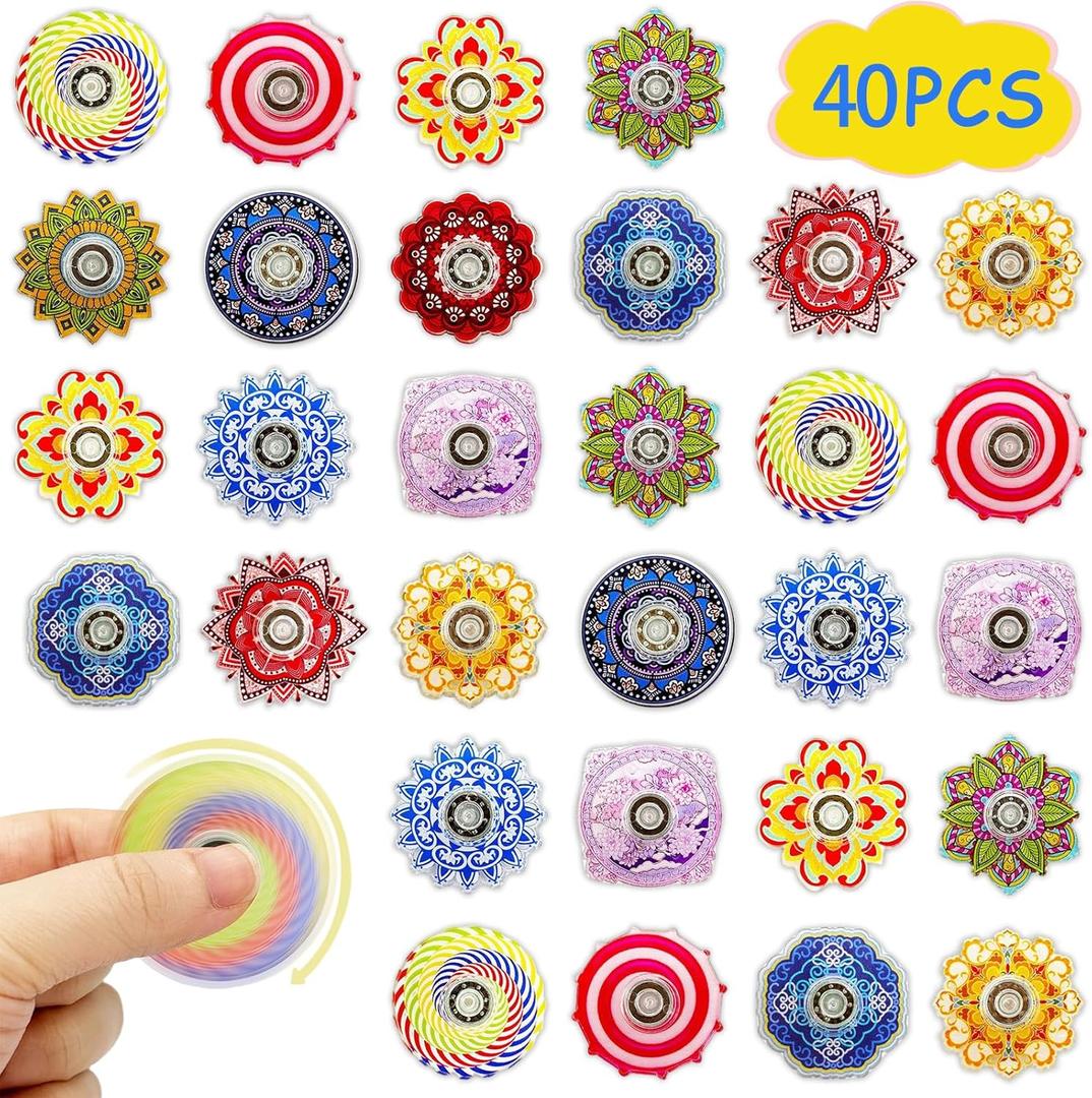 40 Pack Mini Fidget Spinner Toys Party Favors Easter Basket Goodie Bag Stuffers Gifts,Stress Relief Sensory Toys for Kids Teens Adults Autisms,Treasure Box Toy for Classroom Prizes Supplies (color-40)
