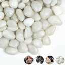 White Pebbles for Landscaping 40lbs, 1-2Inch Natural River Rocks for Aquarium, High Polished Decorative Stones for Vase Filler Fish Tank Gardening