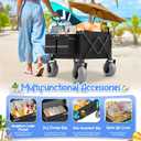 Beach Wagon with Big Wheels for Sand Heavy Duty Collapsible Wagon with 9" All Terrain Inflatable Tires, Foldable Beach Cart for Camping Outdoor Grocery Shopping Garden Sports
