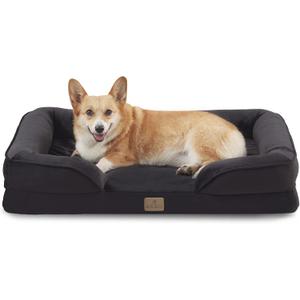 Bedfolks Orthopedic Dog Bed, Waterproof Dog Sofa Bed for Large Dogs, Egg Foam Pet Couch Bed with Removable Washable Cover and Nonslip Bottom, Black (35.0"L x 25.0"W x 6.5"Th)