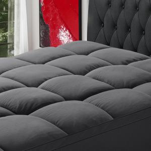 SOPAT Mattress Topper King Size Extra Thick Mattress Pad 8-21" Deep Pocket Soft Down Alternative Fill Mattress Protector Pillow Top Mattress Cover (78x80 Inches, Dark Grey)