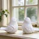 2PCS Ceramic Bird Figurines Decorative Bird Ornaments Statue for Home Garden Decor (White)