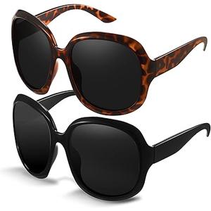 miyya Bug Eye Oversized Polarized Sunglasses Womens, Trendy Retro Sun Glasses for Women 2025, Oversized UV Protection Shades Black/Brown Tortoise