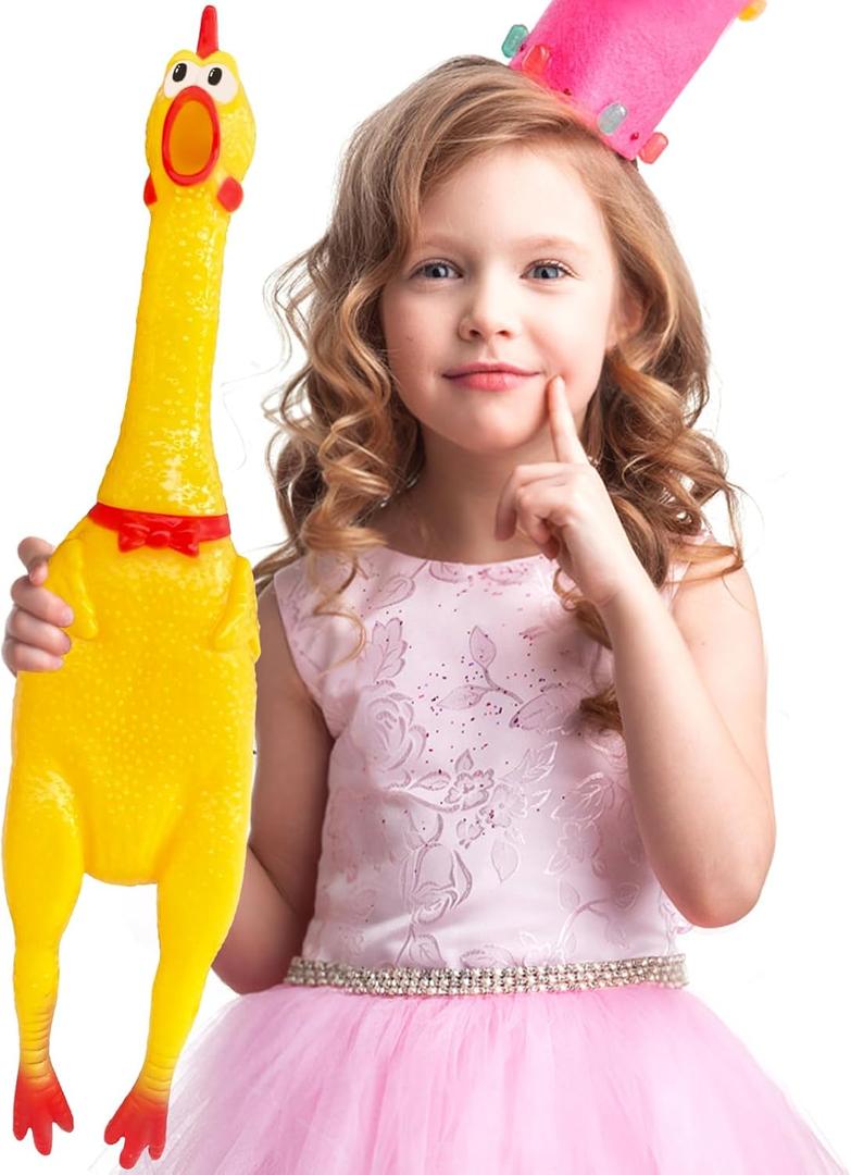 Xeehwb 22 Inch Crazy Huge Rubber Chicken,Yellow Squeeze Chicken Toys,Squeaky Chicken Dog Toys,Squawking Prank Novelty Gag Gift