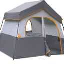 HIKERGARDEN 6-8 Person Camping Tent - Portable Family Cabin Tent for Camp, Windproof Fabric Camp Tent Outdoor for Hiking, Backpacking, Traveling (Gray)