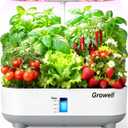 Hydroponics Growing System Kit, 16 Pods, Vertical 8L Indoor Gardening System for Herb Vegetable Fruit, Hydro Garden with LED Grow Light, Smart Water Circulation, 3 Light Modes & 2 Timer, White