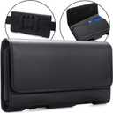 BECPLT for Galaxy S25 Ultra S24 Ultra S23 Ultra S22 Ultra 5G Note 20 Ultra 5G Note 10+ Plus 5G Holster Black Leather Carrying Cell Phone Holder Belt Clip Holster Case Pouch for Galaxy A14 5G S21 Ultra (XL (6.85" x 3.6" x 0.75"))