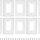 Ciuouient 6Pcs 80301-SW Screwless Wallplate/Wall plate Compatible with 1-Gang Decora Plus Wallplate Screwless Snap-On Mount(6Pack White,with mounting base screws)