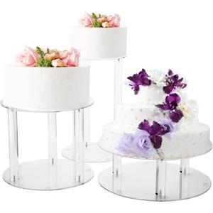 Jusalpha 3 Tier Large Acrylic Glass Round Wedding Cake Stand, Food Display Stand, Cupcake Stand, Dessert Display Platter WCS02 (Large (10'' 12'' 13.5''))
