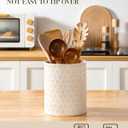 MALACASA LYDIA Ceramic Utensil Holders, 7.3"+5.5" Kitchen Utensil Crock Set for Countertop, Large & Small Utensil Organizers for Cooking Tools, Five-Leaf Grass Pattern
