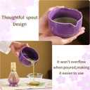 Matcha Set, 8-Piece Ceramic Matcha Bowl & Whisk Kit with Mushroom Pattern, Traditional Japanese Chawan, Bamboo Chasen, Scoop & Sifter, Gift for Tea Lovers, Zen Tea Ceremony Accessories (Purple;)