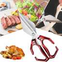 Stainless Steel Bone-Cut Kitchen Scissors, Multifunctional Heavy-Duty Kitchen Shears, Poultry Shears - Heavy Duty kitchen scissors for Food, For Chicken, Meat, Seafood, Bone Cutting (Silver)
